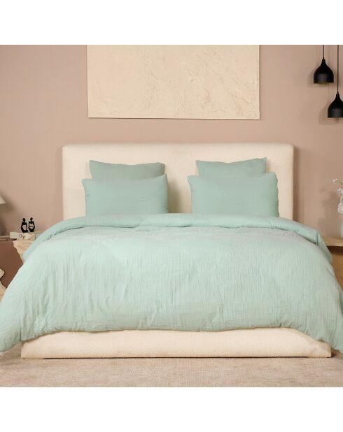 Parure de Couette 3 pcs 100% Gaze de Coton Lavé vert givrée