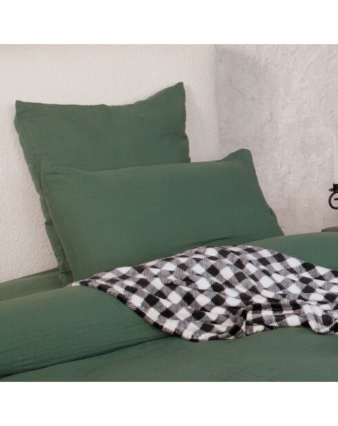 Parure de Couette 3 pcs 240x220 100% Gaze de Coton Lavé vert cèdre