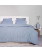 Parure de Couette 3 pcs 100% Gaze de Coton Lavé bleu givrée