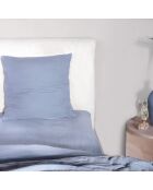 Parure de Couette 3 pcs 100% Gaze de Coton Lavé bleu givrée