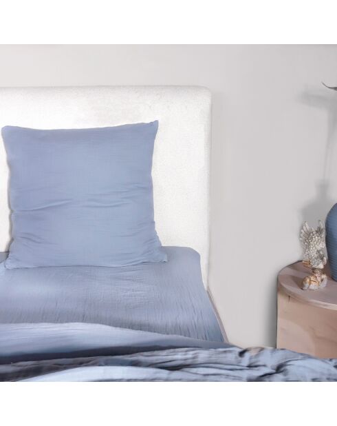 Parure de Couette 3 pcs 100% Gaze de Coton Lavé bleu givrée