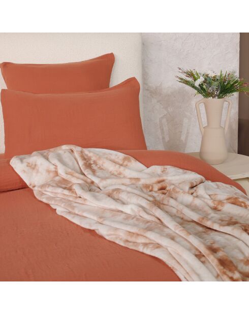 Parure de Couette 3 pcs 100% Gaze de Coton Lavé safran mineral/safran