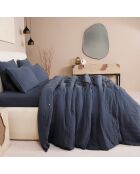Parure de Couette 3 pcs 100% Gaze de Coton Lavé bleu petrole