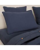 Parure de Couette 3 pcs 100% Gaze de Coton Lavé bleu petrole