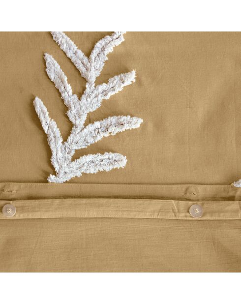 Parure de Couette 3pcs finitions Tuftées en Coton Lave 52fils/cm2 beige