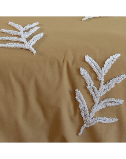 Parure de Couette 3pcs finitions Tuftées en Coton Lave 52fils/cm2 beige