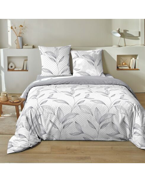 Parure Housse de Couette 3 pcs 100 % Coton 51 Mikano blanche