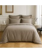Housse de couette satin de coton lavé  grise