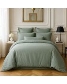 Housse de couette satin de coton lavé  verte