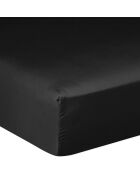 Drap housse satin de coton lavé bonnet 30 cm noir
