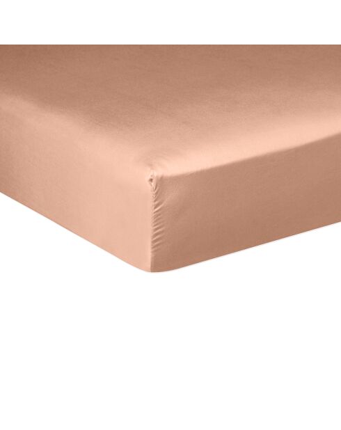 Drap housse satin de coton lavé bonnet 30 cm rose