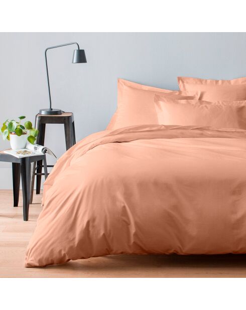 Housse de couette satin de coton lavé  rose