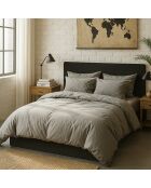 Housse de couette en percale de coton lavé gris perle
