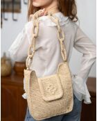 Sac porté épaule en Raphia Adriano naturel - 25x30x6 cm