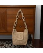 Sac porté épaule en Raphia Adriano naturel - 25x30x6 cm