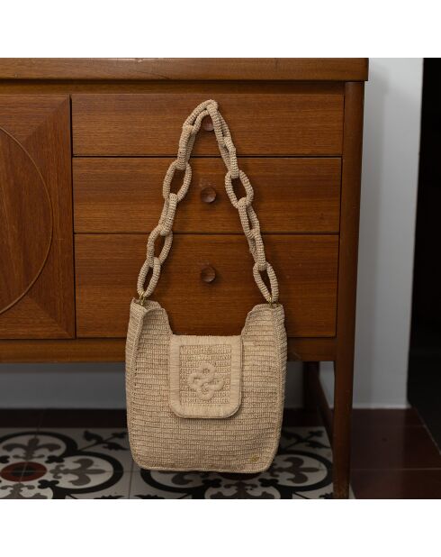 Sac porté épaule en Raphia Adriano naturel - 25x30x6 cm