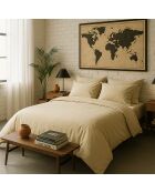 Housse de couette en percale de coton lavé ecru naturel