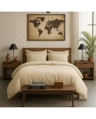 Housse de couette en percale de coton lavé ecru naturel