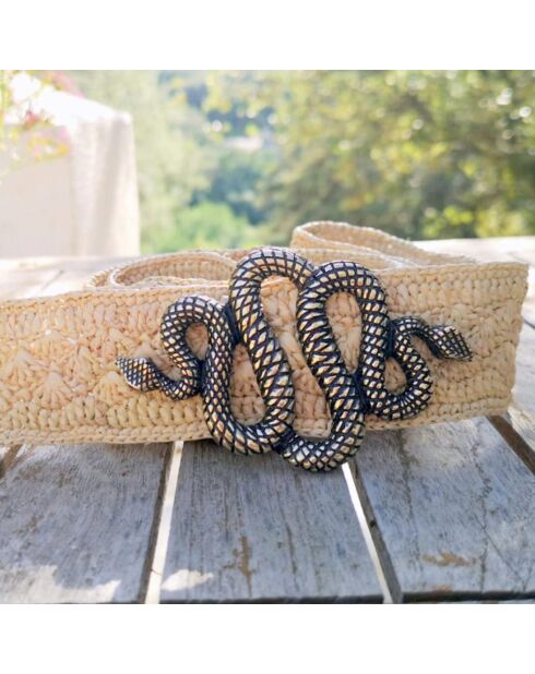 Ceinture en Raphia Serpent naturel