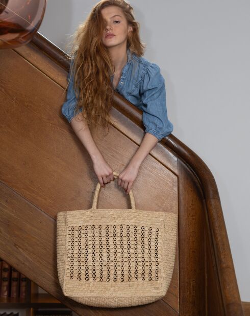 Sac cabas en Raphia  Jane naturel - 42x36x18 cm