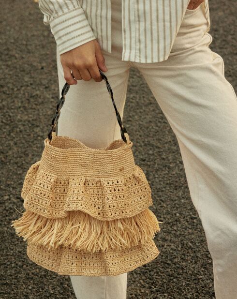 Sac porté épaule en Raphia June naturel - 27x30x12 cm