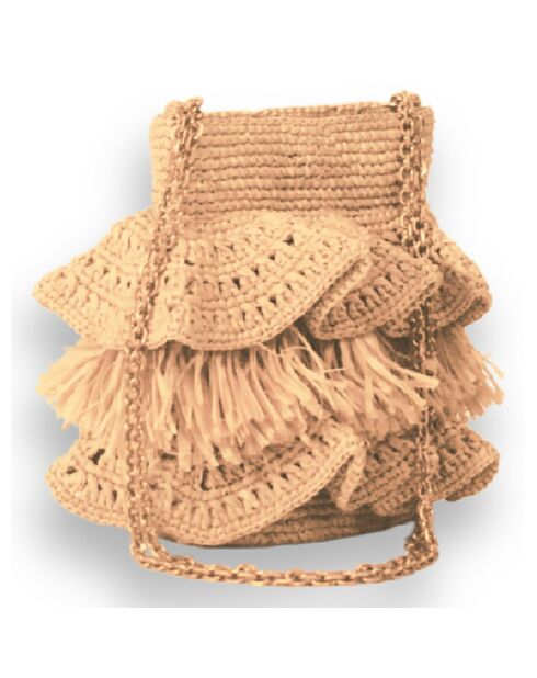 Sac chaîne en Raphia Little June naturel - 12.5x19x8.5 cm