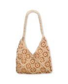 Sac porté épaule en Raphia Mandy abricot  - 32x52x2 cm