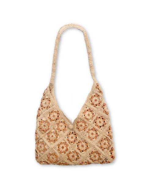 Sac porté épaule en Raphia Mandy abricot  - 32x52x2 cm