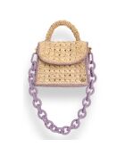Sac bandoulière en Raphia Felicie naturel & lavande  - 14x11.5x5 cm