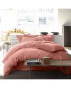 Housse de couette en percale de coton lavé rose poudré