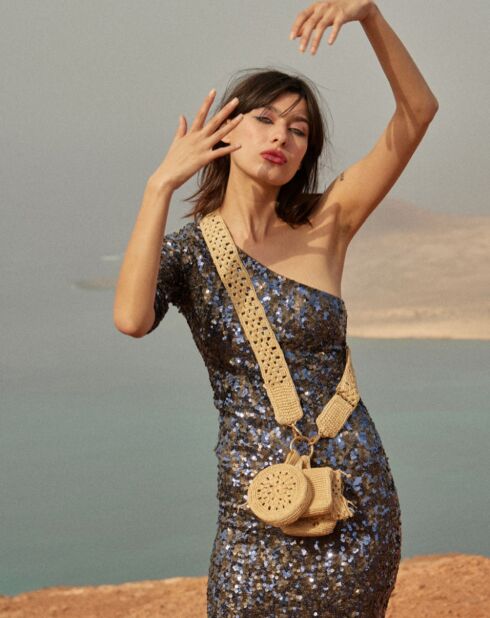Sac bandoulière en Raphia Geo naturel
