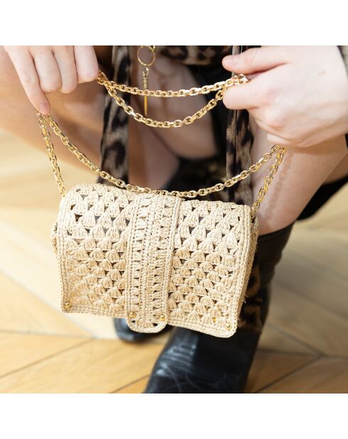Sac chaîne en Raphia Nina Anita naturel - 15x11x4 cm