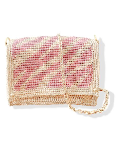 Sac chaîne en Raphia Nina Wild rose - 21x13.5x4 cm