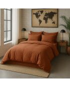 Taie d'oreiller avec volant en percale de coton lavé terracotta