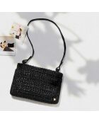 Sac porté épaule en Raphia Ava noir - 16.5x25x5 cm