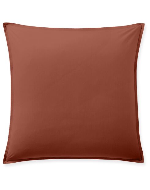 Taie d'oreiller avec volant en percale de coton lavé terracotta