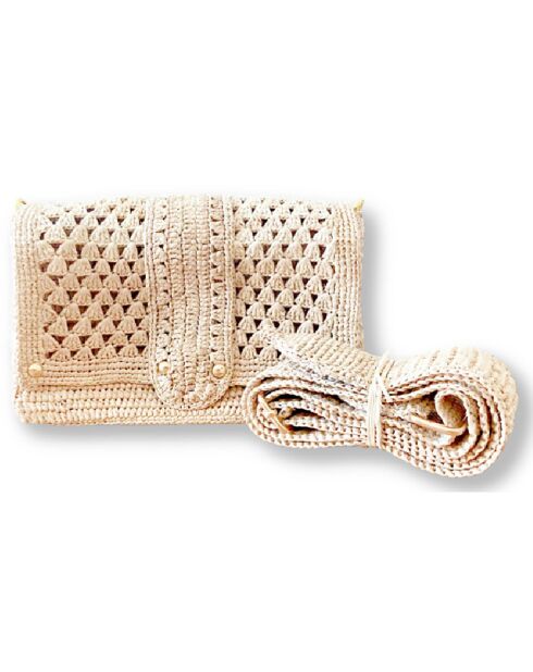 Sac bandoulière en Raphia Nina Keith naturel - 21x13.5x4 cm