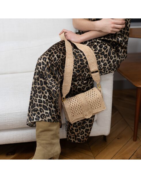 Sac bandoulière en Raphia Nina Keith naturel - 21x13.5x4 cm