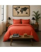 Housse de Couette 100% Percale de Coton - Finition Bouteille 40cm terre de sienne