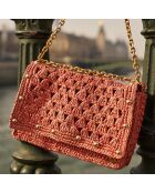 Sac chaîne en Raphia Nina mandarine - 15x11x4 cm