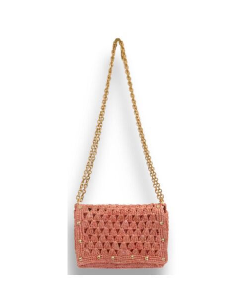 Sac chaîne en Raphia Nina mandarine - 15x11x4 cm