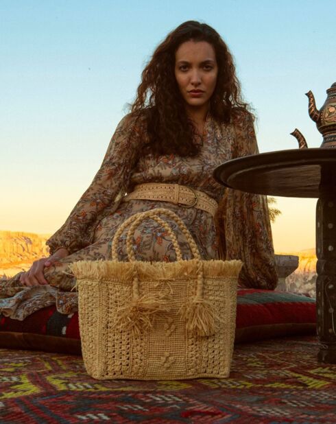Sac cabas en Raphia Lucie naturel - 25x20x11 cm