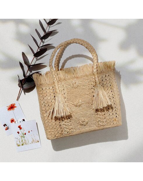 Sac cabas en Raphia Lucie naturel - 25x20x11 cm