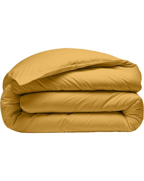 Housse de Couette 100% Percale de Coton - Finition Bouteille 40cm jaune moutarde