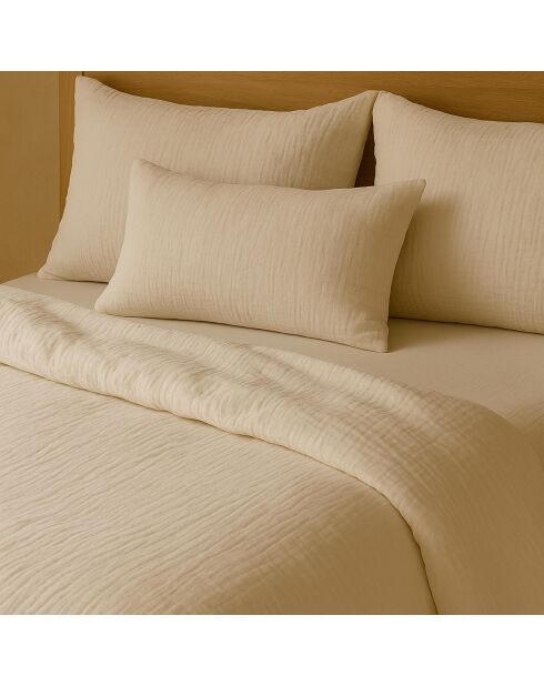 Drap Housse 100% Gaze de Coton Lavé - Bonnet 30 cm  blanc pur