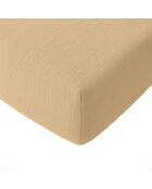 Drap Housse 100% Gaze de Coton Lavé - Bonnet 30 cm  ecru naturel