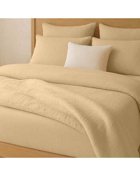 Lenzuolo con angoli elasticizzati in garza di cotone lavato 100% - cappello ecru naturale da 30 cm