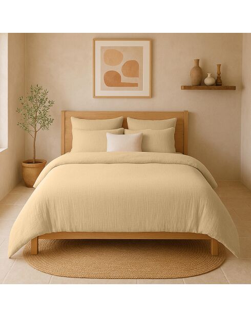Housse de Couette 100% Gaze de Coton Lavé ecru naturel