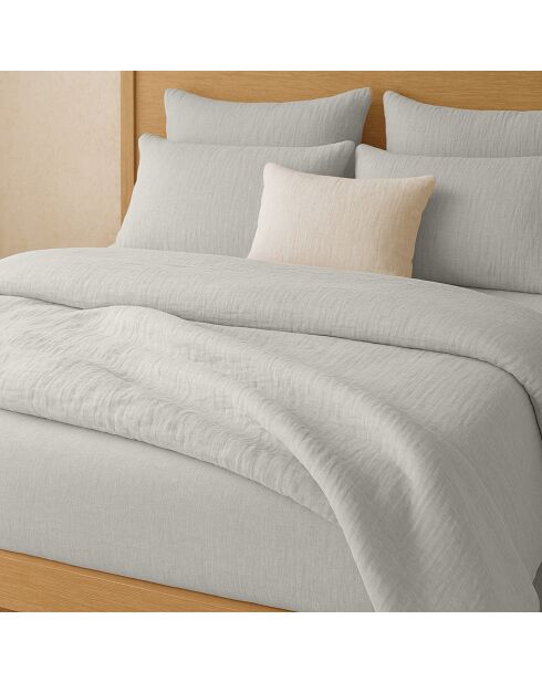 Funda de almohada de gasa de algodón 100% lavado, color gris hielo