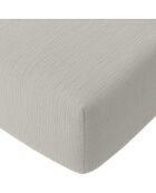 Drap Housse 100% Gaze de Coton Lavé - Bonnet 30 cm  gris glacier
